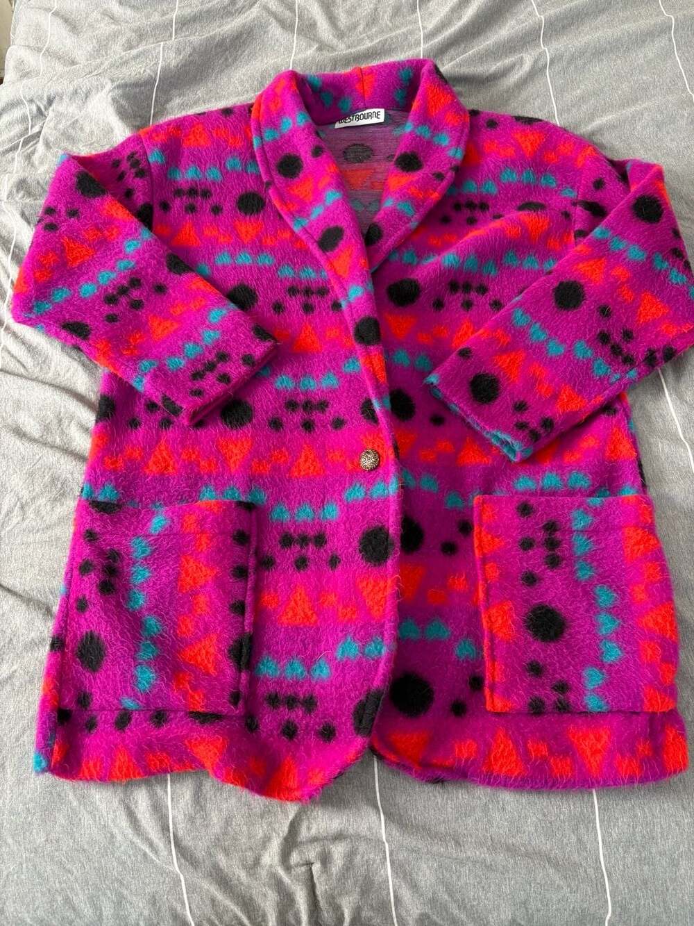 Westbourne Vintage Aztec Southwestern Fuzzy Pattern Jacket Blazer